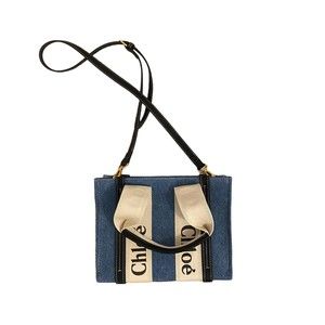 Denim Blue and Cream Tote Bag
